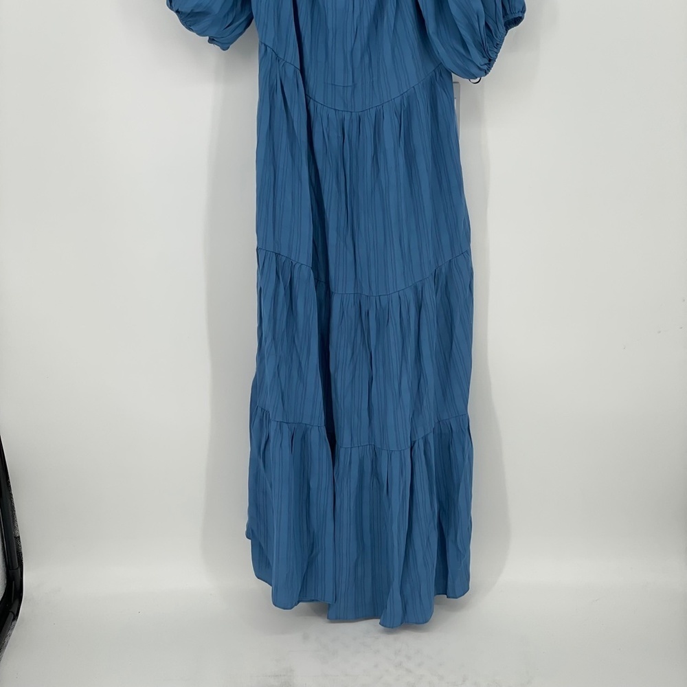 N S R Blue Peasant Ruffle Sleeve Long Maxi Dress - Picture 2 of 5